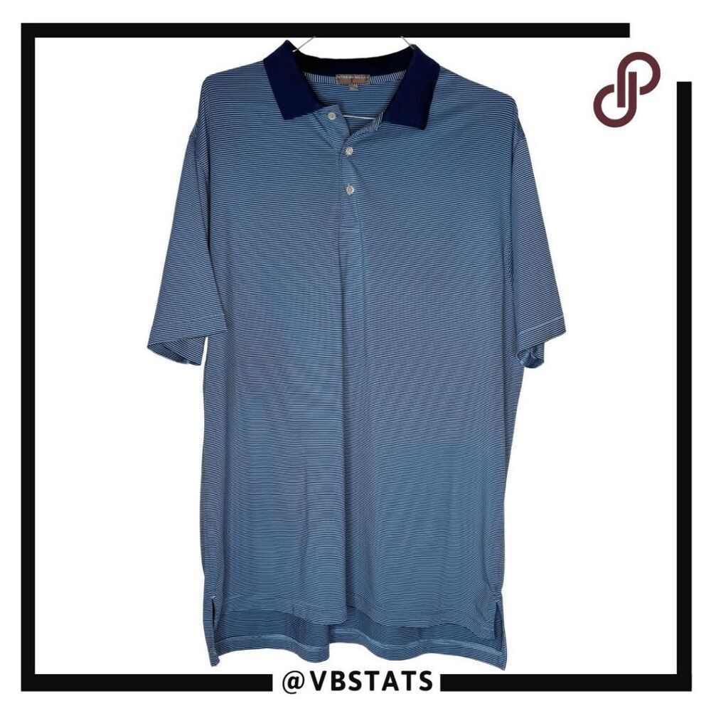 Peter Millar Men's Summer Comfort Striped Lochinvar Polo Shirt‎ Blue Black XL